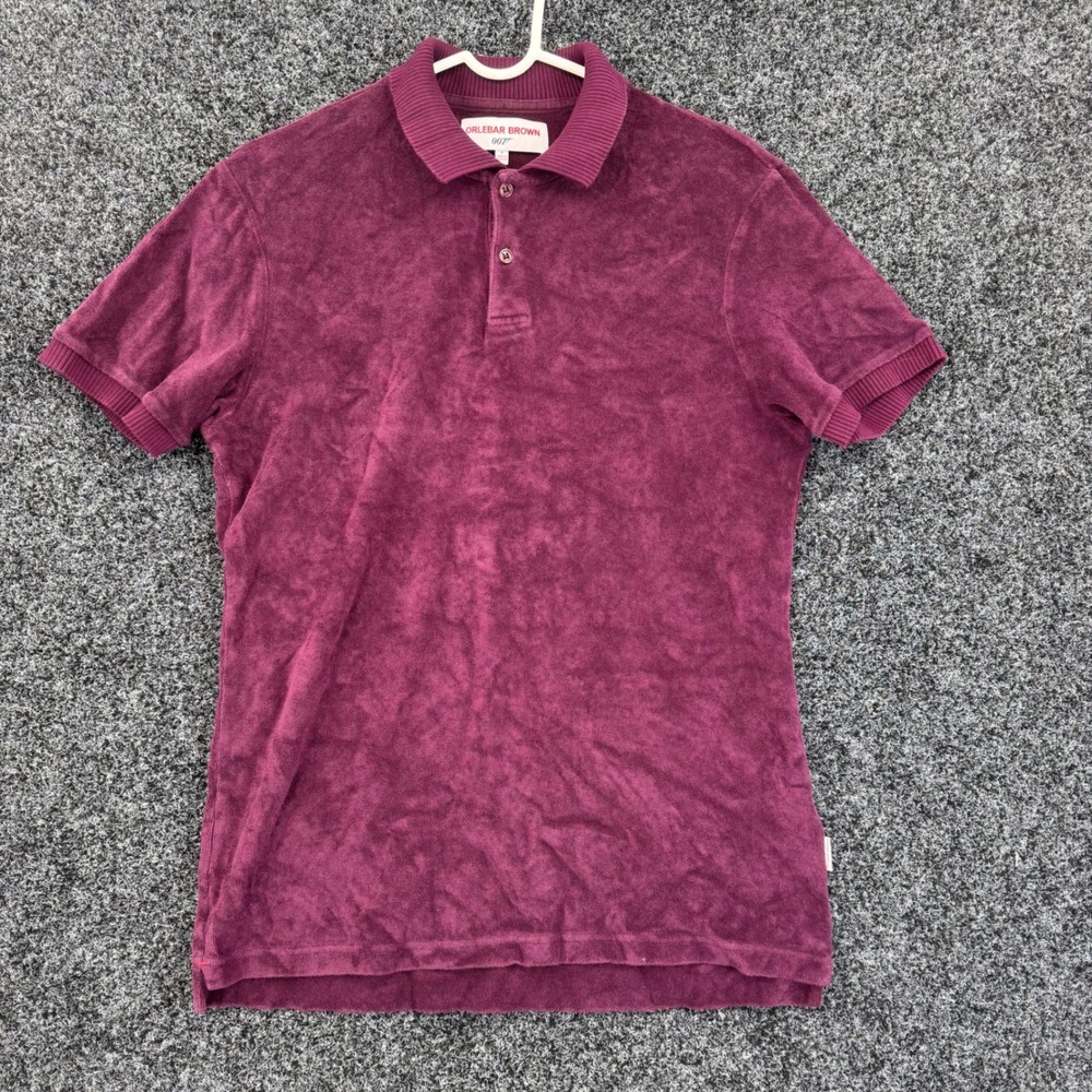 Orlebar Brown 007 Ryder Towelling Polo Shirt Burgundy James Bond Terry Mens M